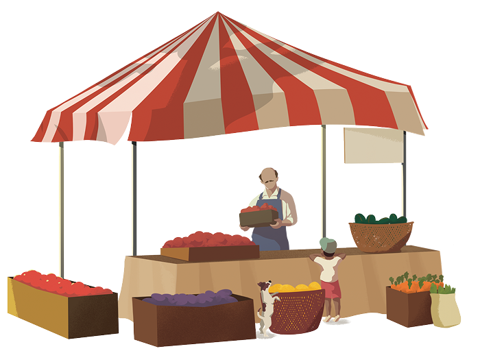 Illustration of red stand.