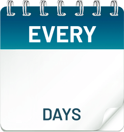 Calendar icon with text 'every 21 days.'